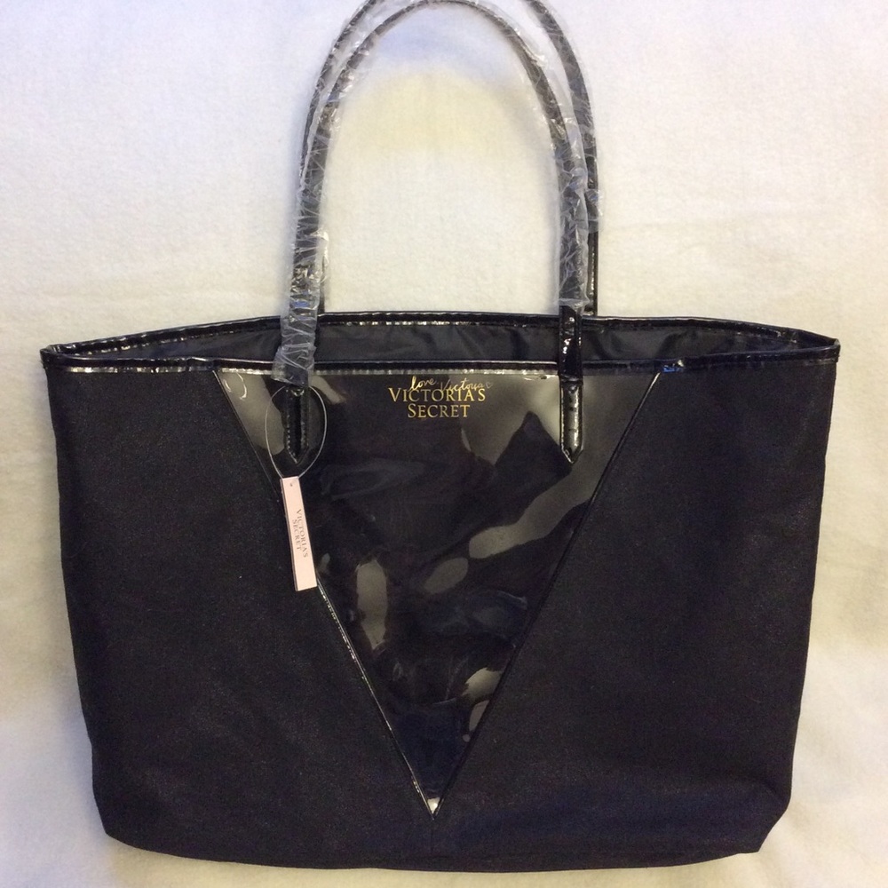 NWT Victoria’s Secret black shimmer tote bag - Picture 3 of 6